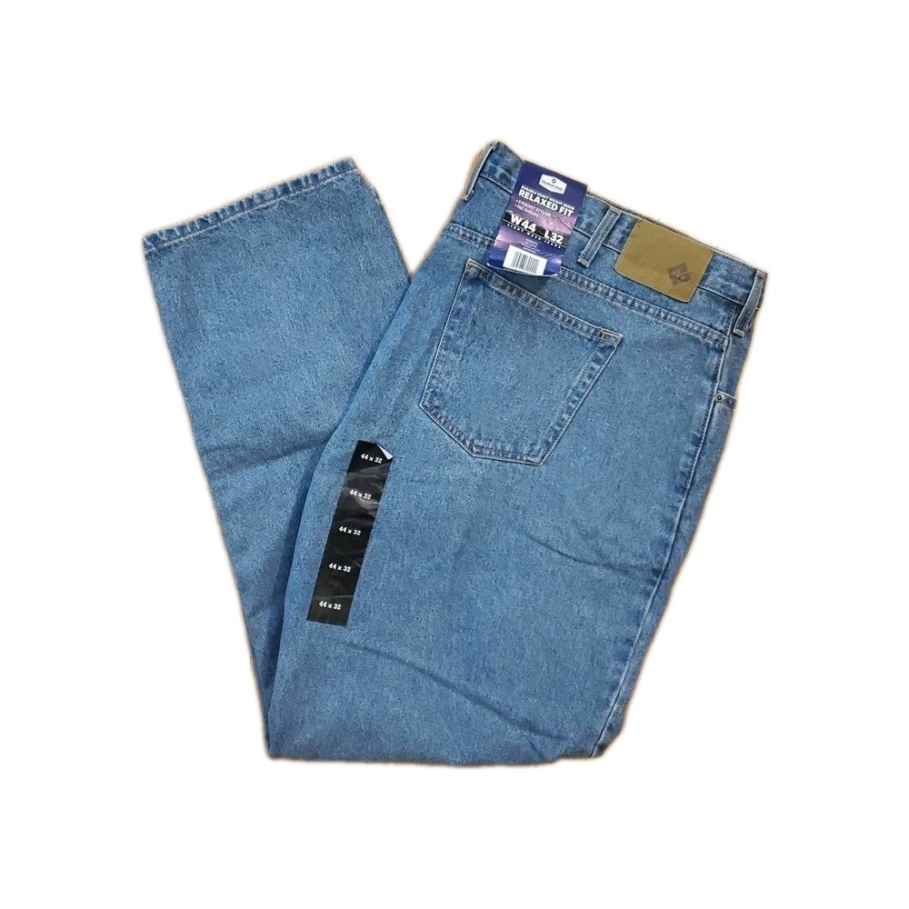 Members Mark Mens Blue Denim Jeans Size 44X32 Relaxed Fit 5-Pocket Light Wash